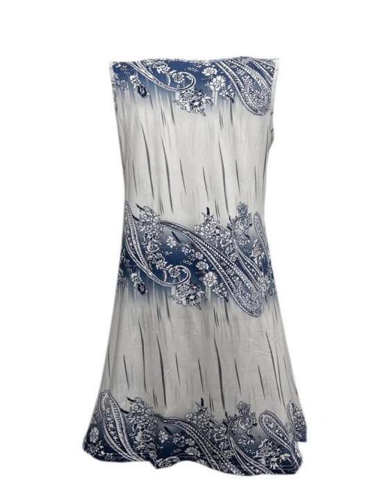 Kadın Kolsuz Bisiklet Yaka Desenli Süprem Elbise