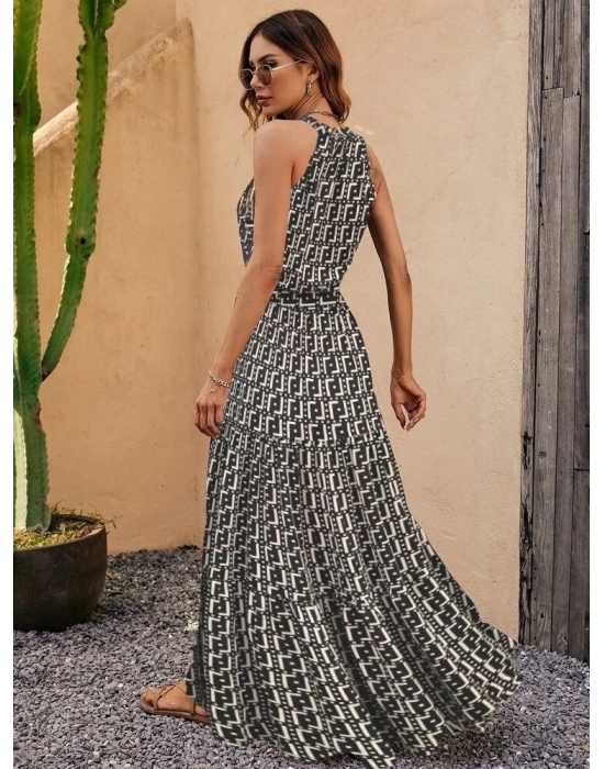 Kadın Kolsuz Halter Yaka Beli Lastiklidesenli Mikro Elbise