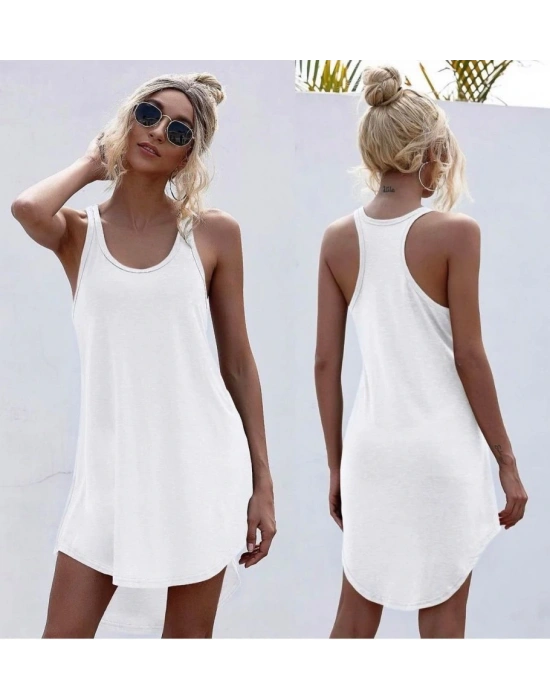 Kadın Kolsuz Halter Yaka Viskon Mini Elbise