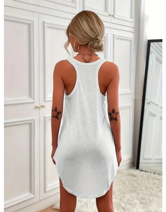 Kadın Kolsuz Halter Yaka Viskon Mini Elbise