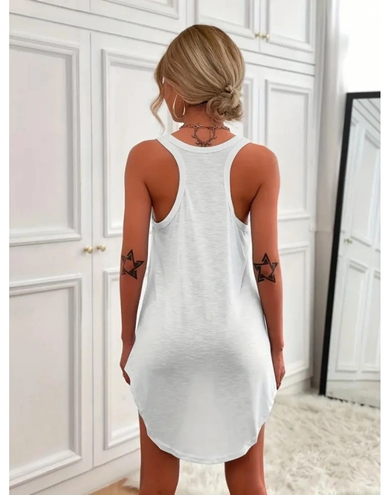 Kadın Kolsuz Halter Yaka Viskon Mini Elbise