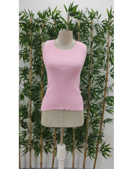 Kadın Kolsuz Sırt çapraz Detay Triko Bluz