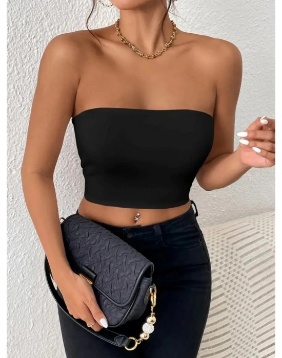 Kadın Kolsuz Straplez Dalgıçbluz