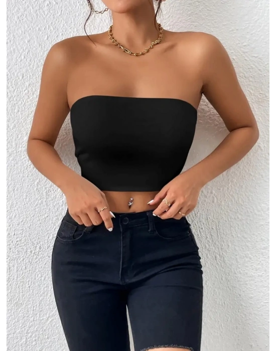 Kadın Kolsuz Straplez Dalgıçbluz