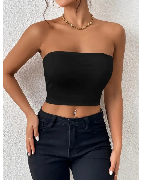 Kadın Kolsuz Straplez Dalgıçbluz