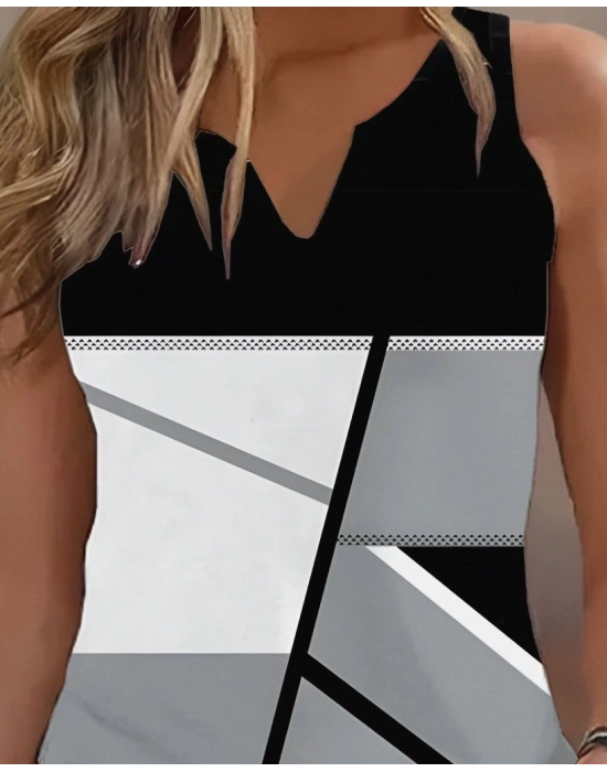 Kadın Kolsuz V Yaka Mikro Bluz