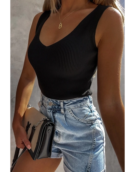 Kadın Kolsuz V Yaka Triko Bluz