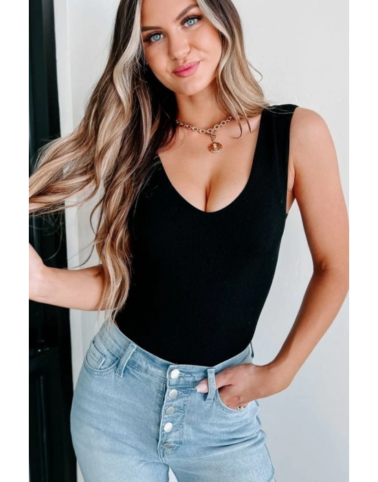 Kadın Kolsuz V Yaka Triko Bluz