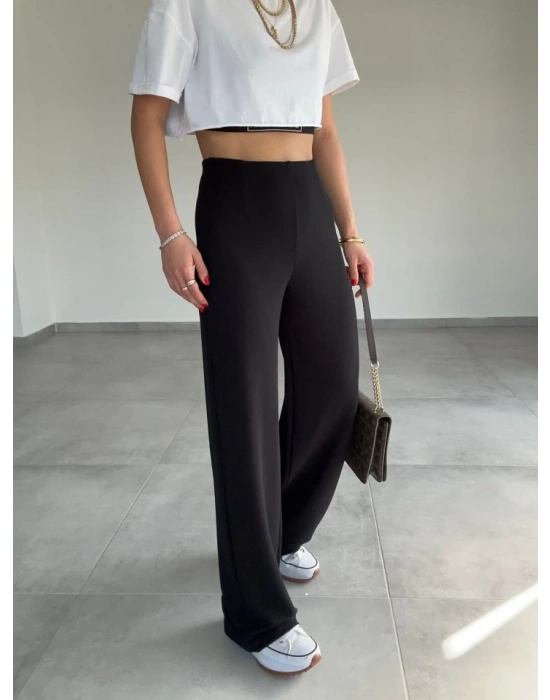 Kadın Krep Kumaş Gipe Detay Palazzo Pantolon