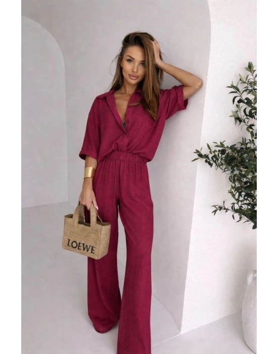 Kadın Krep Kumaş Gömlek Ve Ispanyol Paça Pantolon Ikili Takım