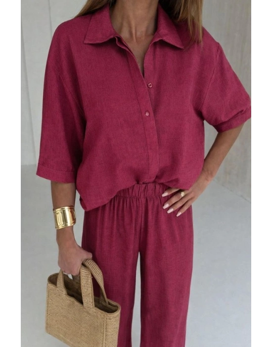 Kadın Krep Kumaş Gömlek Ve Ispanyol Paça Pantolon Ikili Takım