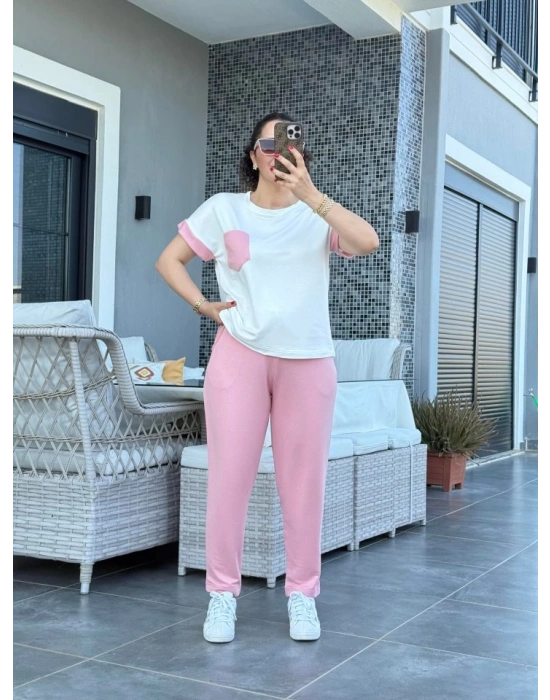 Kadın Kristal Kumaş Garnili Cep Detaylı Ikili Takım