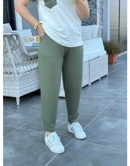 Kadın Kristal Kumaş Garnili Cep Detaylı Ikili Takım