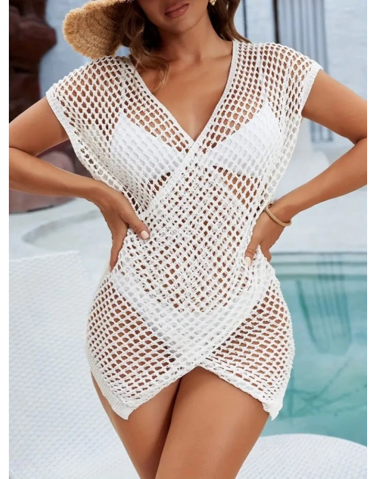 Kadın Kruvaze Detay Ajurlu Triko Pareo