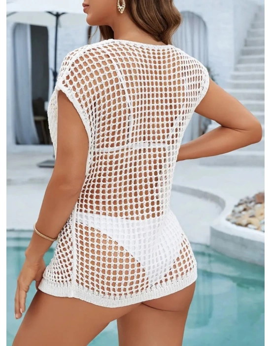 Kadın Kruvaze Detay Ajurlu Triko Pareo