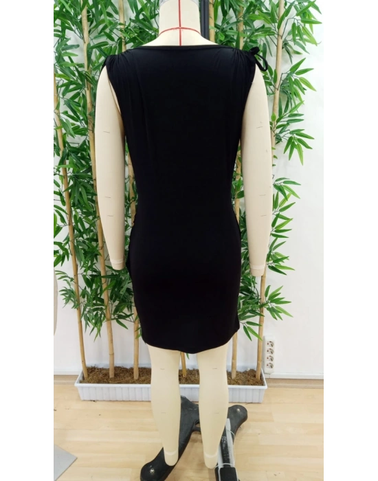 Kadın Kruvaze Yaka Büzgü Ve Aksesuar Detay Sandy Mini Elbise