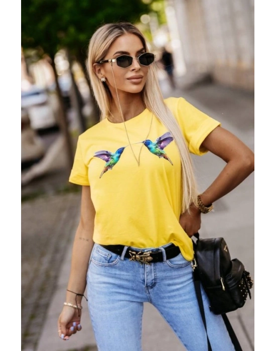 Kadın Kuş Desenli Süprem Tshirt