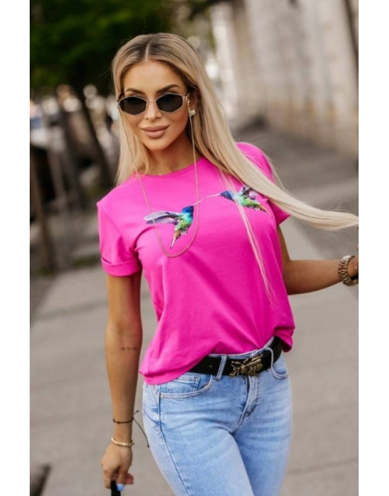 Kadın Kuş Desenli Süprem Tshirt