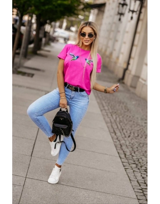 Kadın Kuş Desenli Süprem Tshirt