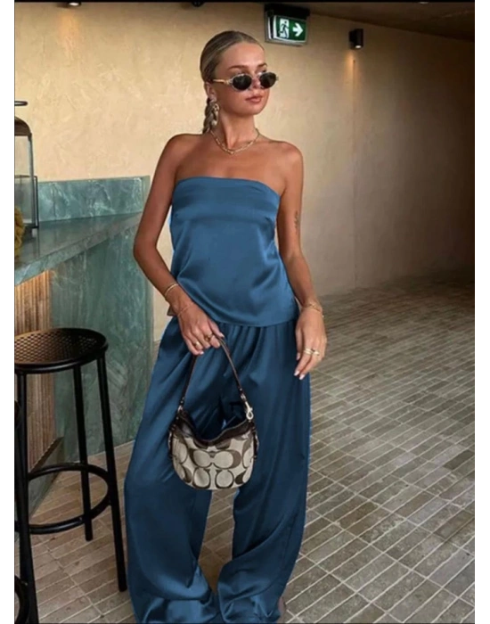 Kadın Likralı aten Kumaş traplez Bağlamalı Ikili Takım