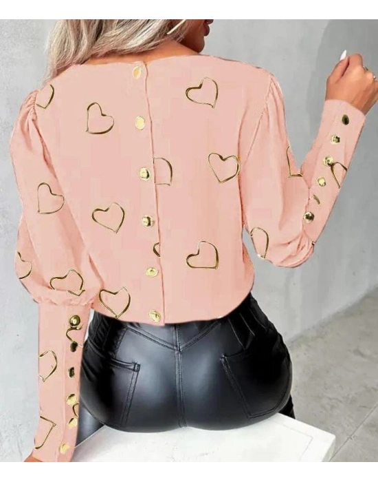 Kadın Manşet Detay Kalp Baskılı Fırsat ürün Bluz
