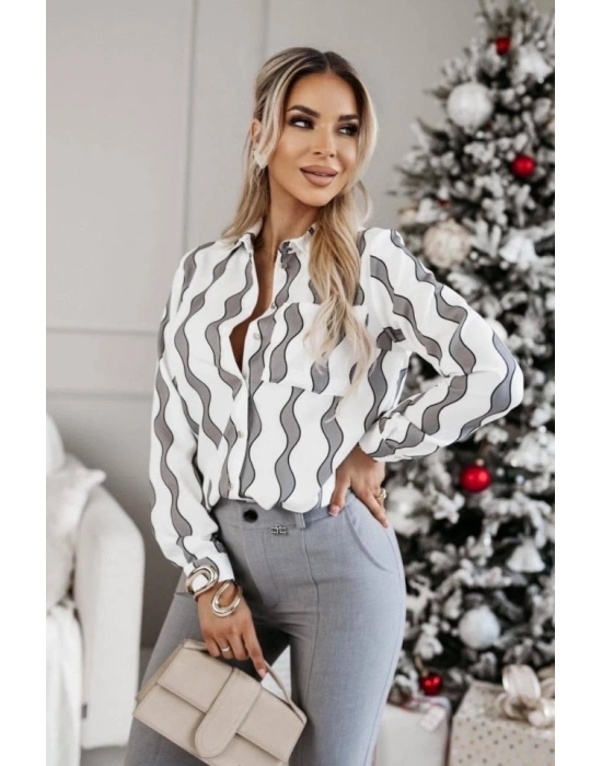 Kadın Metal Düğme Ve Cep Detay Moskrep Gömlek