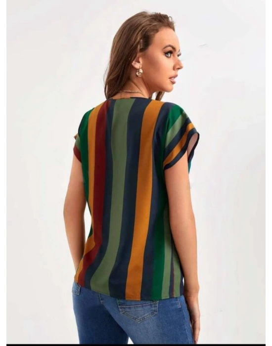 Kadın Mikro Kumaş çizgili Desen Bluz