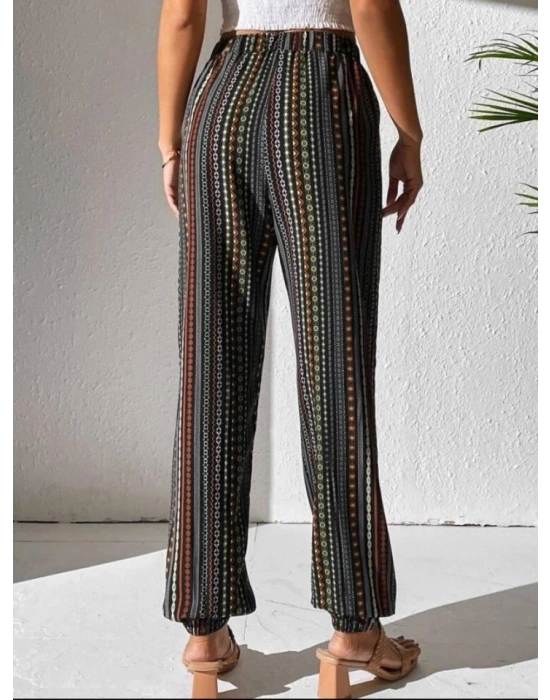 Kadın Moss Krep Kumaş Bel Ve Bilekler Lastikli Rahat Kesim Pantolon