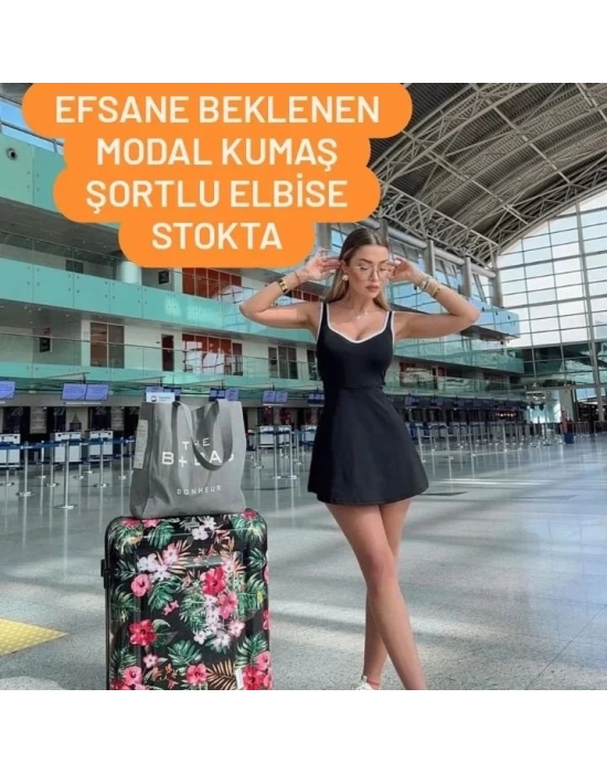 Kadın odal Kumaş Askılı şortlu Elbise