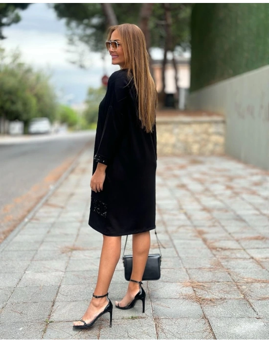 Kadın odal Kumaş Kol Ve Etek Ucu Payetl Elbise