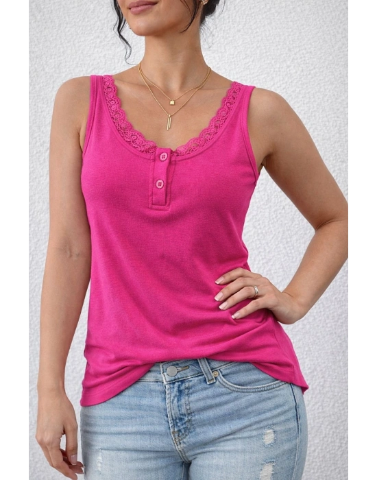 Kadın Omuz Askılı Dantel Güpür Detay Bluz