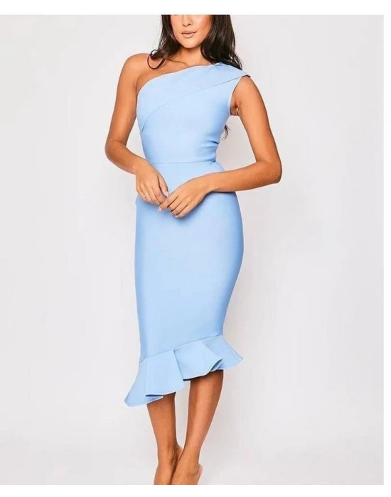 Kadın Omuz Dekolteli Asimetrik Volan Detay Fırsat ürün Elbise