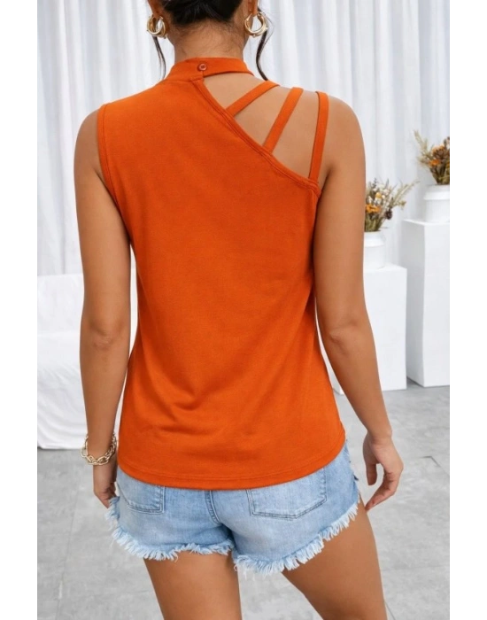 Kadın Omuzdan şerit Detaylı Yarı Balıkçı Yaka Viskon Bluz