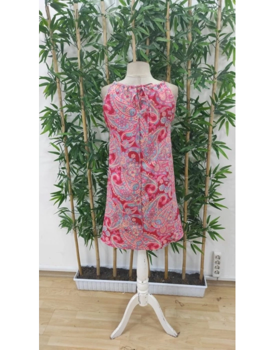 Kadın Omuzlardan Açık Boyundan Askılı çok Renkli Dokuma Elbise