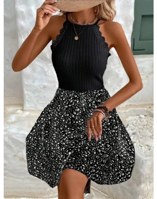 Kadın Omuzlardan Açık Reglan Kol Detaylı üst Fırfırlı Kaşkorse Alt Süprem Elbise