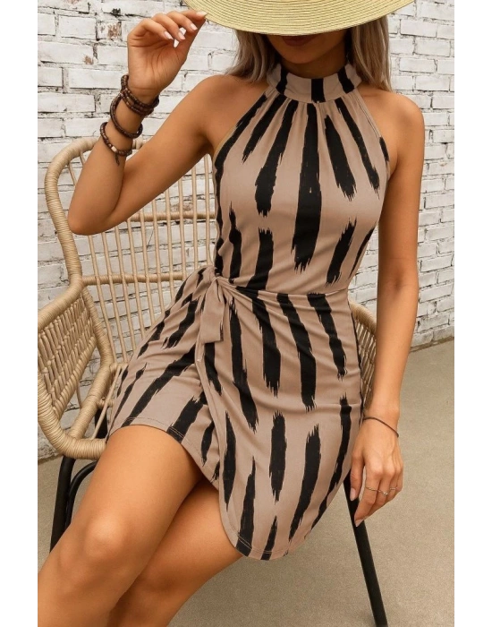 Kadın Omuzlardan Açık Yarı Balıkçı Yaka Yandan çapraz Bağlama Detaylı Süprem Kısa Elbise