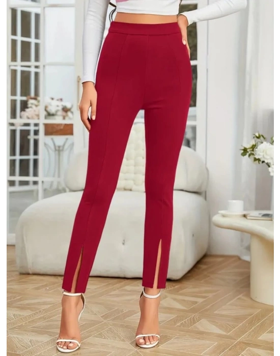 Kadın önden Yırtmaçlı Yüksek Bel Ithal Krep Pantolon