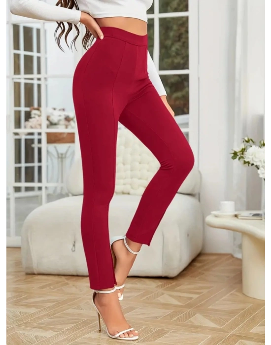 Kadın önden Yırtmaçlı Yüksek Bel Ithal Krep Pantolon