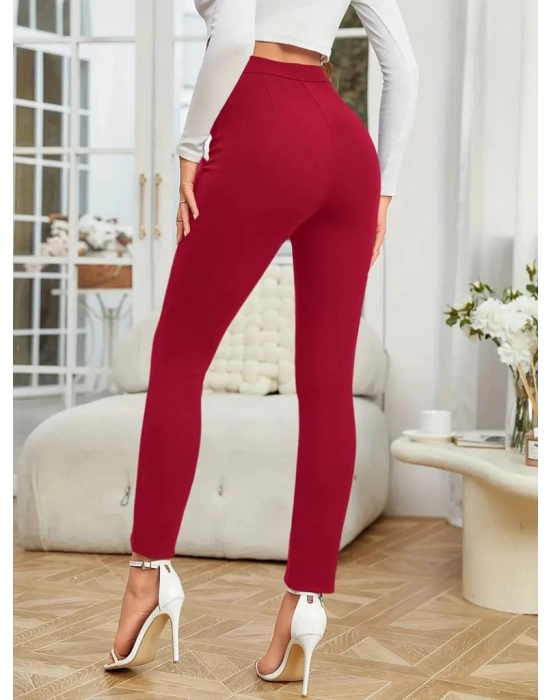 Kadın önden Yırtmaçlı Yüksek Bel Ithal Krep Pantolon