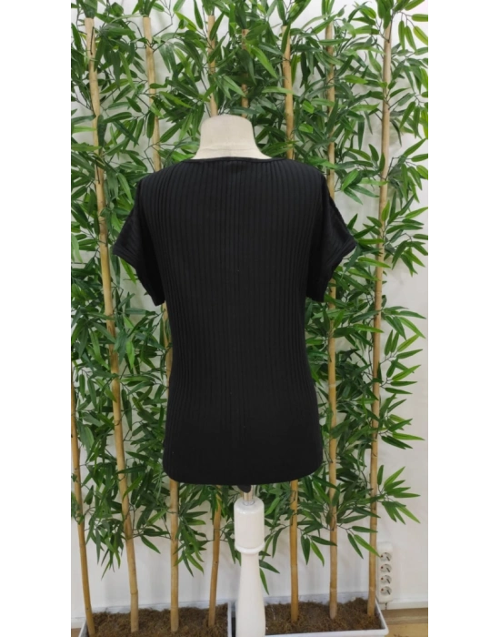 Kadın önü Düğme Detay V Yaka Kaşkorse Bluz