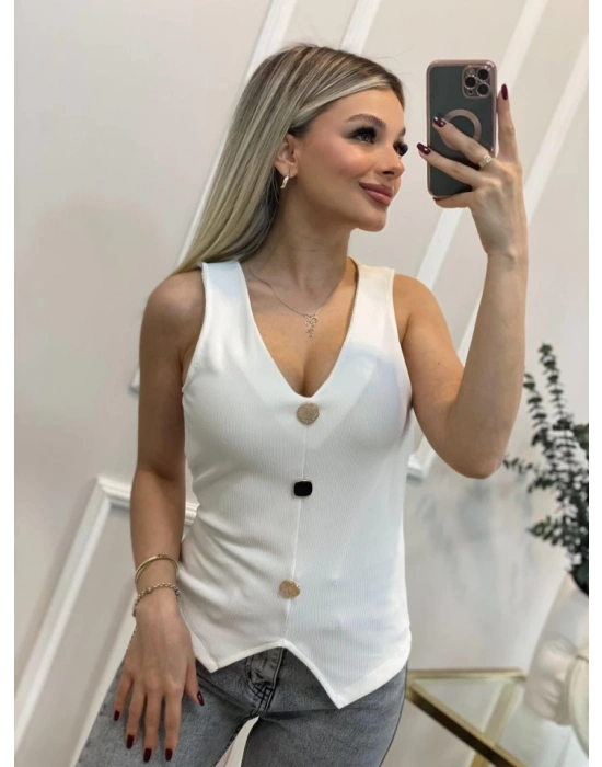 Kadın Ottoman Kumaş Düğmeli Yelek