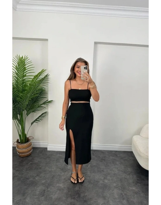 Kadın Ottoman Kumaş Likralı idi Boy Kalem Etek iyah