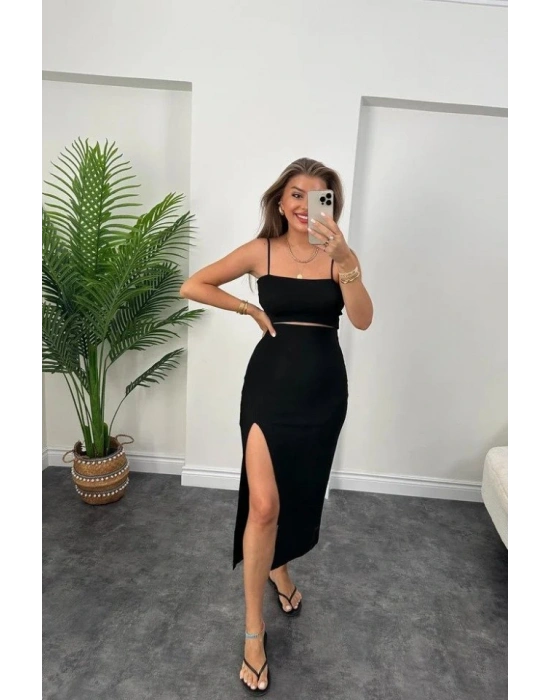 Kadın Ottoman Kumaş Likralı idi Boy Kalem Etek iyah