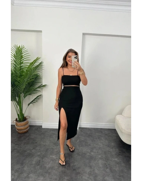 Kadın Ottoman Kumaş Likralı idi Boy Kalem Etek iyah