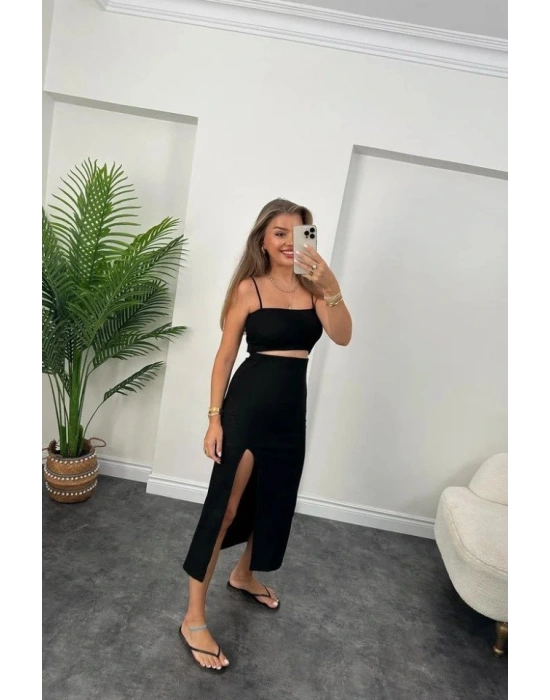 Kadın Ottoman Kumaş Likralı idi Boy Kalem Etek iyah