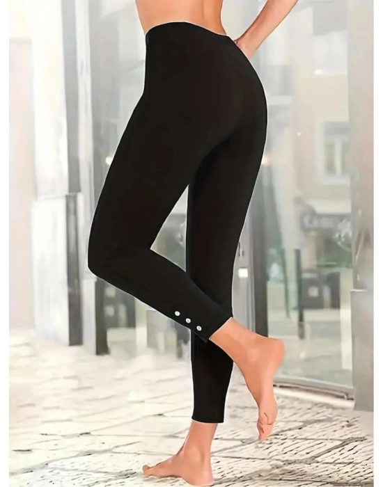 Kadın Paça Düğme Detay Dalgıç Tayt