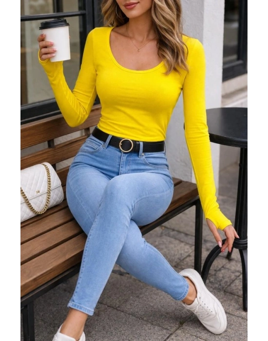 Kadın Parmak Geçmeli Full Likralı Bluz