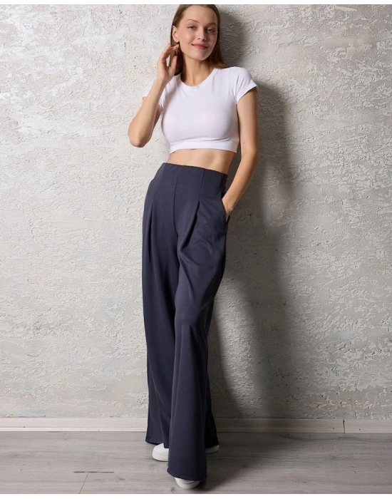 Kadın Pileli Gizli Cep Detay alaş Pantolon