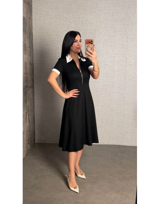 Kadın Polo Yaka Fermuar Detaylı odal idi Elbise