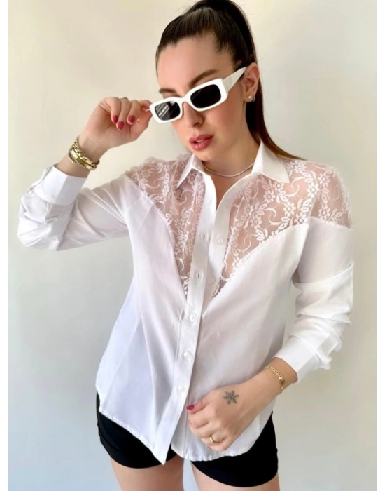 Kadın Püskül Detay Poplin Gömlek Bluz Fırsat Ürün